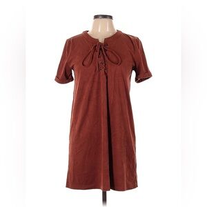 Sweet Wanderer Brown Lace-Up Mini Dress